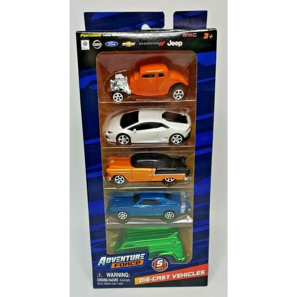 Adventure Force 5‎ Pack Die-Cast Vehicles Dodge Charger 55 Chevy Ford Coupe HW5